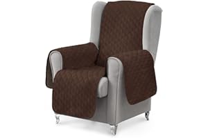 textil-home Funda sofá 1 Plaza Luka, Cubre sofá para sillón Relax y Orejero Protector Acolchado Medida 55 cm. Salva Sofa Reversible, Resistente a Mascotas. Color Marron.