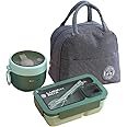 HASA zone Bento Box for Adults, Bento Boxes Set with Bag, Utensils, Oats Container Durable Leakproof Lunch Box with Fork & Spoon, Food Storage Box for Men Women Student School Office