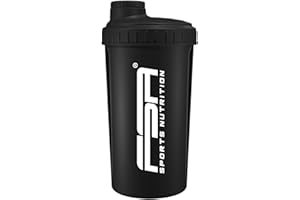 FSA Nutrition Protein Shaker 700 ml mit Messskala und Drehverschluss, für Diät- und Protein-Shakes, BPA frei Schwarz
