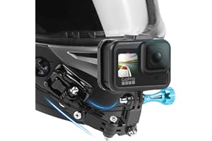 MiPremium Motorcycle Helmet Chin Mount Kits for GoPro Hero 13 12 11 10 9 8 7 6 5 4 3 Black Silver Session, AKASO/Campark & Other Action Camera Swivel Aluminium Screw Flat Curved Adhesive Pads & J Hook