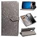Produktbild Misteem Mandala Hülle für LG K10 2018, 3D Retro Blume Motiv PU Leder Hülle Klappbar Flip Wallet Case Cover Bookstyle Stoßfest Stand Magnet Schutzhülle für LG K10 2018 - Blumen Grau