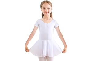 Bezioner Ballet Robe Filles Danse Justaucorps V-Cou Costume Fille Jupe Tutu Manche Courte