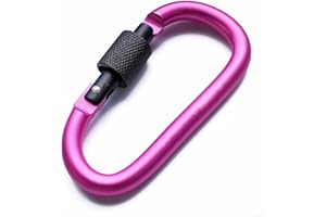 DDSHUN Aluminum Alloy D-Ring Locking Carabiner Clip Keychain Hook Clips Locking Carabiner Hiking Clips with Screw Gate Lock Heavy Duty for Outdoor, Camping, Hiking, Traveling, Fishing, Backpack
