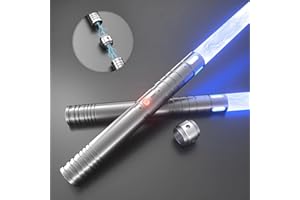 Kiseely Lightsaber, 20 Colors Light Sabers with Vibrating Metal Hilts, 2 in 1 LED Light Sword with 3 Sounds Mode, Metal Hilts | Light Burst Mode | Rechargeable Battery (Silver)