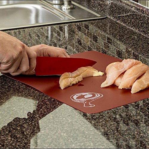 LUPO Flexibles Farbcodiertes Schneidebrett 4 Besondere 38cm x 28cm Matten Utensil Set Spülmaschinenfest und Keimfrei Antibakteriell - 5