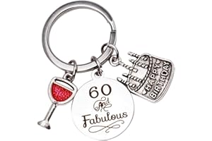 KUOU 60th Birthday Keyring Keychain Gifts Presents with Black Jewelry Box for Women Men Wedding Anniversary or Birthday (60th)