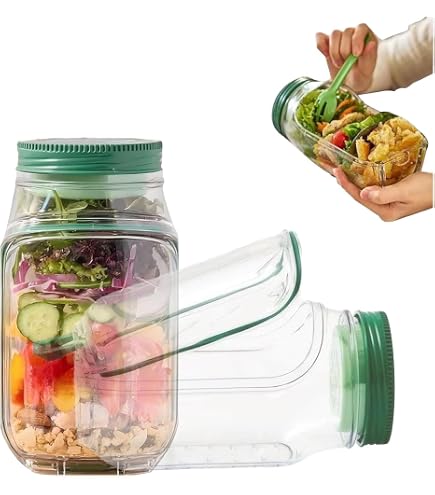Tupperware Para Ensaladas Con Compartimentos - Diseño Vertical, Incluye Cuenco Integrado Y Recipiente Para Aderezo