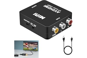 ZESCYHA Convertisseur RCA vers HDMI 1080P, Adaptateur Audio Vidéo Composite AV CVBS vers HDMI avec Câble d'Alimentation USB, Compatible avec PS2, PS3 Xbox Wii VHS TV Lecteur DVD, Supporte PAL NTSC SECAM