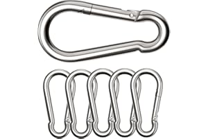 Boxcute 6 mosquetones grandes, mosquetón grande, soporta hasta 300 kg, φ8 x 80 mm, galvanizado, mosquetón con gancho de muelle, para mochila, correa de perro, camping, viajes, senderismo, etc