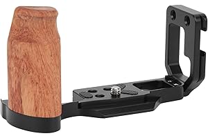 VBESTLIFE Piastra a L Verticale a Sgancio Rapido con Manico in Legno per Olympus E M10 IV, con Interfaccia per Pattini Caldi e Freddi, Fori per Viti Multipli da 1/4 Poll.