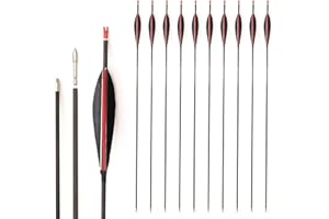 ACCMOS Spine 900 1000 1100 Targeting Frecce ID 4.2 mm 23-32＂ Puro Carbonio Freccia, Piume a Forma di Navetta, per Adulti Giovani Arco Compound Arco Ricurvo Tiro con L'Arco Caccia e Pratica 12 Pezzi