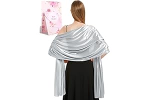 Xnova Silky Satin Scarf Wraps for Women Ladies Scarves Brides BridesmaidsStole Shawl for Wedding Evening Party Girls Gifts Ivory Metallic