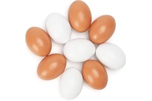 HAKACC Wooden Eggs for Crafts, 9PCS Fake Eggs Craft with 2 Colors for Drawing Easter Decorations Eggs Basket Home Decor