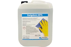 ‎FABA FABA Essigsäure 60% Essigessenz C2H4O2 Reiniger Entkalker 10 Liter