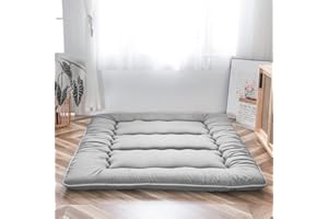 YOSHOOT Futon Materasso Addensato Pavimento Materassino Giapponese Pieghevole Tatami Mat Roll Up Camping Sleeping Futons, Dormitorio Materasso Cuscino Letto Letto Letto (Grigio, 135 x 190cm)