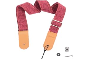 Rufun Ukulelegurt Retro Mädchen Baumwolle Leinen Leder Ukulele Gurt Gurtsicherungen Einstellbar Retro Mini-Gitarre