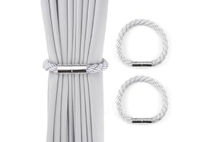 ZOKJSW Ulepszony magnetyczny klips do zasłon z większym magnesem, 2 szt. wewnętrznych i zewnętrznych uchwytów do zasłon - biały