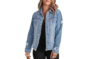 Necooer Denim Denim Jacket Distressed Authentics Women's Denim Jacket