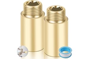YFLeomry 2 Stück Hahnverlängerung 1/2 zoll 50mm Messing Verlängerung Fitting, Wasseranschluss Verlängerung Erlängerung Fitting, Gewindefitting für Heizung Trinkwasser Installation