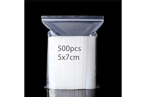 AROHANA 500 Sachets transparents en plastique refermables, sac de serrure à fermeture à glissière réutilisable fort, épaississement et durable, serrure pour fermer à clef 5x7cm
