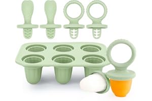 Alihoo Eisformen Silikon - Eis am Stiel für Babys und Kleinkinder,6 Mulden Eisform mit Kunststoffstäbche,Mini Eis Form,Popsicle Formen Set (Grün)