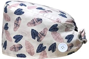 crazy bean Unisex 101% Algodón Gorro de Turbante con el Botón Ajustable Transpirable Gorro de Trabajo con Banda de Sudor Belleza para Mujeres Niñas