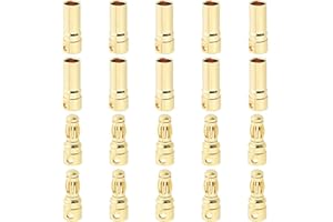 YUNIQUE GREEN-CLEAN-POWER - Set 10 Paia Connettori Banana 6mm | Ideali per Modellismo RC e Batterie Lipo | Connessione Sicura e Affidabile, Oro, Metallo