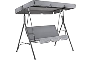 FIYSON Replacement Canopy for 2 Seater Swing, Universal Garden Chair Cover, Waterproof/UV Resistant Sun Shade for Outdoor Swing Seat Hammock (Only Canopy Cover) (Grey, 164x114x15cm)