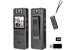 AMYWAY 64GB Mini Body Camera, 1080P Video Camera with 180°Rotatable Lens, 120° Wide Angle, Audio Video Recording, Portable Compact Personal Camera, Civilian Personals, Police