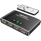 Sdoppiatore HDMI, HDR Alluminio Switch HDMI 3 In 1 Out con Telecomando, 4K Splitter HDMI Supporta 3D 1080P HDCP1.4, HDMI Swit