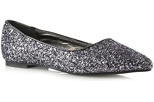 ESSEX GLAM Womens Pointed Toe Flats Wedding Shoes Sparkly Glitter Slip On Ballet Pumps Shoes Size 3-8