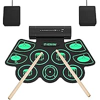 electronic drum kit 9 pads electric battery with headphone jack speaker and built-in battery wooden sticks and pedals warmfunn