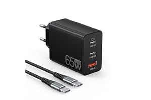 65W USB C Ladegerät, 3Port USB Schnellladegerät mit Ladekabel 2M,USB C Netzteil für MacBook Air Pro M1/M2,iPhone 17 Pro Max/16/15/14/13,Switch,Galaxy S24 Ultra/S23/S22,Tablet,Laptop,Handys usw
