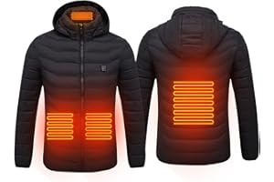 Susenstone Veste Chauffante électrique Homme et Femme Veste Chauffant USB Vêtements Chauffant Hiver Chaud Léger Manteau Doudoune Veste Capuche avec 3 Niveaux de Chauffage,Interface USB