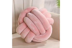 Yhoelata Cojin Nudos Rosa, Cojines Redondos Decorativo de Terciopelo, Cojín Decoración para Cama Sofa, Cojín para Dormitorio, Regalo 22 cm