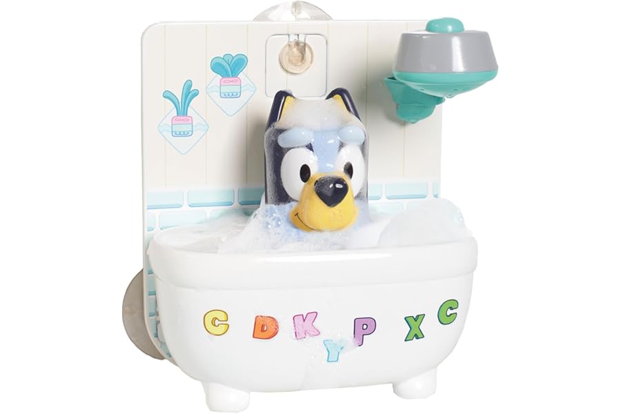 Toomies Shower & Scrub Bluey, Bath Toy for Toddlers, Interactive Water Play, Bubble Action, Real Shower Head, Fine Motor Skill Development, For Ages 18 Months+, Durable and Engaging Bathtime Toy