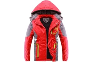 AUSOWELL Jungen Daunenjacke Kinder Winterjacke mit Kapuze Verdickte Jacke Winddicht Wanderjacke Outdoor Winter Herbst Frühling