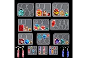 EPODA Silikonform Schmuck 12 Stück, Epoxidharz Formen Schmuck, Silikonformen Epoxidharz Für Schmuckherstellung Anhänger Halskette Ohrringe Dekoration