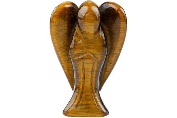 Shanxing Mini Ange Gardien Pierres et Cristaux Figurine Poche Statue Cristal Guérison Chakra Décoration,1.5 Pouce,Oeil de Tigre