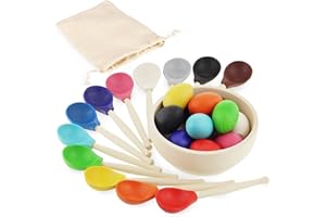 Ulanik Jaja i łyżki Montessori zabawka drewniana Sorter Gra 12 jaj 45 mm Wiek 1+ Kolor sortowanie i liczenie Przedszkole Nauka Edukacja