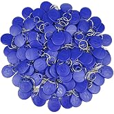 FST 100pcs EM 125KHz EM4100 Keychains Cards RFID Access Control Proximity Keychains TK4100 Smart ID Card Read Only (Blue)