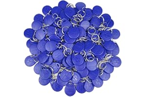FUSYTULY FST (pack of 100) EM 125KHz EM4100 Keyfobs RFID Access Control Cards Proximity TK4100 Keychains Smart ID Keycard Read Only (Blue)