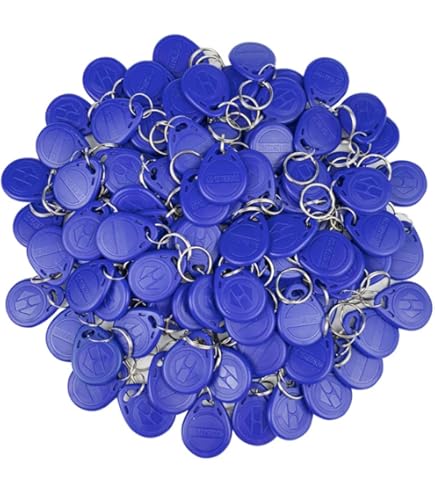 YAVIS 13.56MHZ RFID Keyfob Proximity IC Crad MF Classic 1K Cards Only Read NFC TAG TOKE Access Control Keychain Keychain - Blue 100pcs