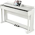 Artist Hand Digital Piano 88 Weighted Keys Hammer Action, Full Size 88 Key Piano Keyboard Weighted Electric Piano, Piano Keyboard 88 Keys with 3 Pedals, Dual Stereo Speakers, Furniture Stand, White