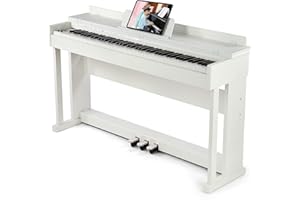 Artist Hand Digital Piano 88 Weighted Keys Hammer Action, Full Size 88 Key Piano Keyboard Weighted Electric Piano, Piano Keyboard 88 Keys with 3 Pedals, Dual Stereo Speakers, Furniture Stand, White