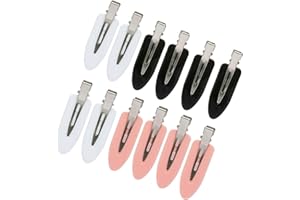 ZFLYXIAOHUA Fermagli per Capelli Senza Piega,12 Pezzi Fermagli per Capelli Senza Rughe,fermagli per capelli da donna per parrucchiere per applicazione di trucco (bianco, rosa, nero)