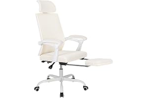 UEV Kontorsstol ergonomisk, snurrstol, skrivbordsstol med justerbart nackstöd ländryggsstöd fotstöd, justerbar höjd lutbar, u
