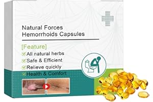 GOKAME Natural Herbal Strength Hemorrhoid Capsules, Hemorrhoid Treatment for Women Men, Helps Relieve Itching, Burning, Haemorrhoid Treatment & Piles Treatment Suppositories (1Box)