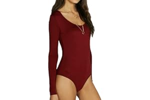 FASHION 7STAR Justaucorps extensible à manches longues pour femme avec encolure dégagée pour gymnastique, danse