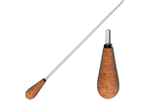 Montford Conductor's Baton - 12" Cork Handle - Pear-Shape Grip. Ergonomic Cork Handle for Secure Grip - Elegant White Lacquered Stick - Precision and Balance for Orchestra/Band Conductors